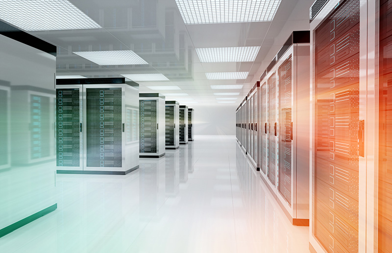 Photo of a data center bank