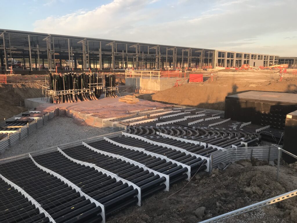 Data Center Project Underground duct banks at a construction job site